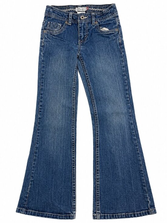 Levi's Other - Levi's Girls Size 8 Bell Bottom Jeans Medium Wash Adjustable Waist Flare Denim